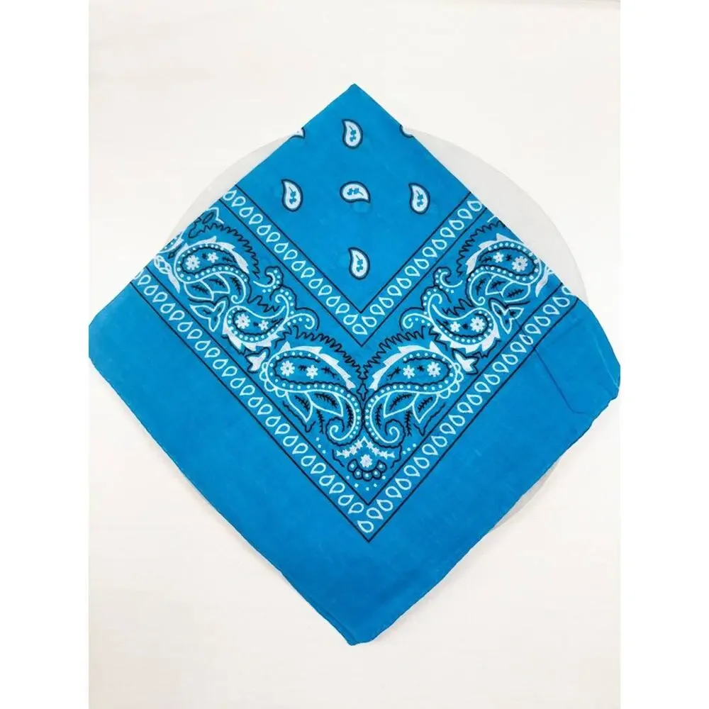 Blue Paisley Pattern Bandana | 100% Cotton | 21x21